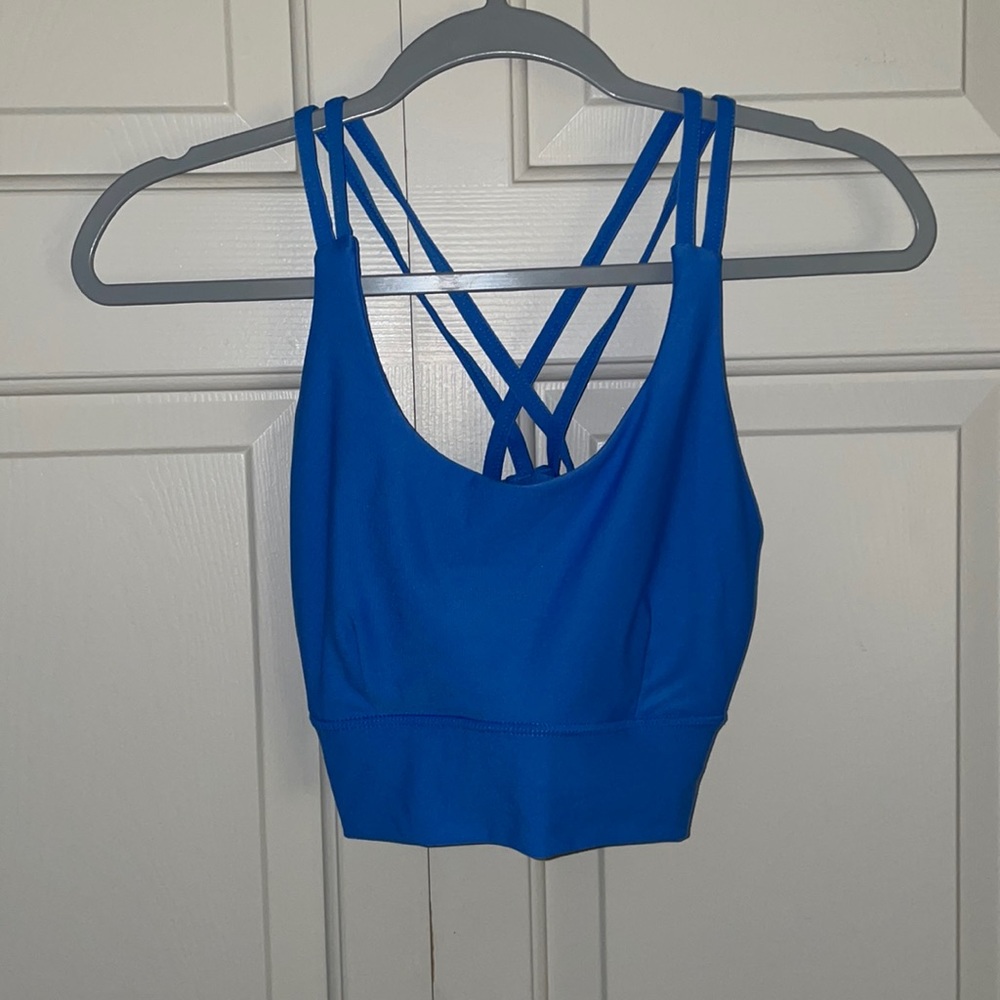 Electric blue cropped sports bra